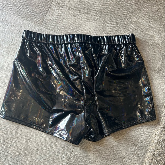Holographic Pricilla Block/SHEIN collab high waisted shorts - Picture 3 of 3